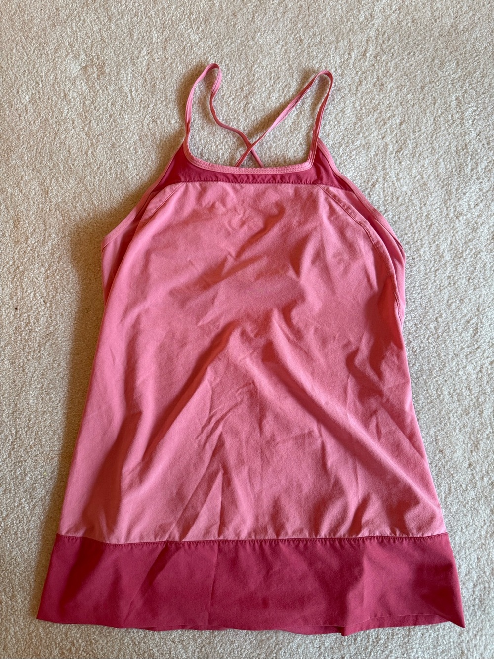 Nike Fit Dry Pink Racerback Tank Top Dress Tie Back Built In Bra Size L Athletic